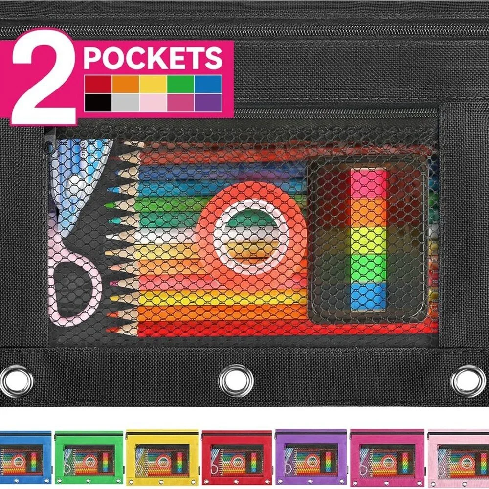 Pencil Pouch for 3 Ring Binder, Clear Pencil Case Bag with Smooth Zipper, Pen Or